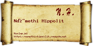 Némethi Hippolit névjegykártya